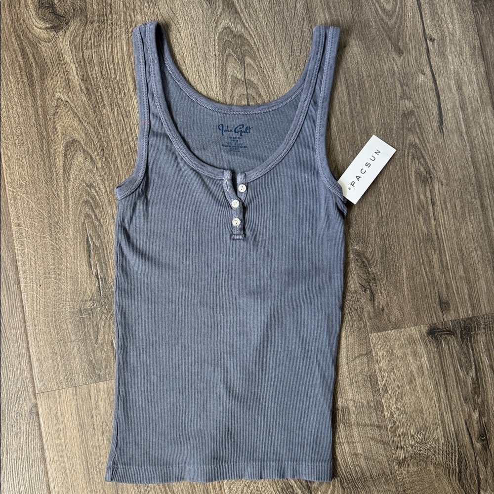John Galt Dalis Longline Tank Top in Slate Blue - Picture 5 of 9